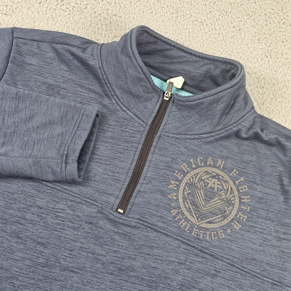 American Fighter Pullover Shirt Mens 2XLT Blue 1/4 Zip Athletic Graphic Logo